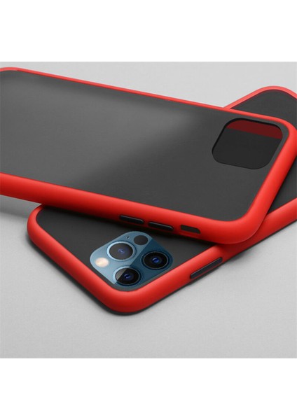 Apple iPhone 12 Pro Max Kılıf Zebana Stylish Silikon Kenar Kılıf Kırmızı