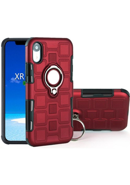 Apple iPhone Xr Kılıf Vasos Yüzüklü Silikon Kırmızı