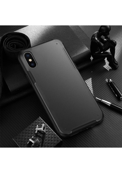Apple iPhone Xs Max Kılıf Zebana Mod Silikon Kenar Kılıf Siyah
