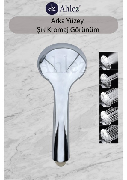 Solid 5 Fonksiyonlu Duş Başlığı + Duş Hortumu Duş Sistemi Duş Takımı