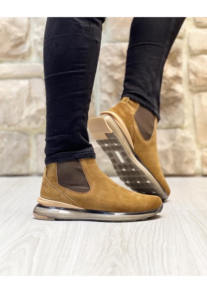 0376 Hakiki Deri Süet Taba Erkek Sneaker Bot