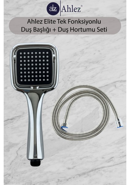 Elite Kare Duş Başlığı + Spiral Duş Hortumu Duş Takımı Duş Seti