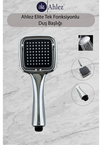 Elite Kare Duş Başlığı + Spiral Duş Hortumu Duş Takımı Duş Seti