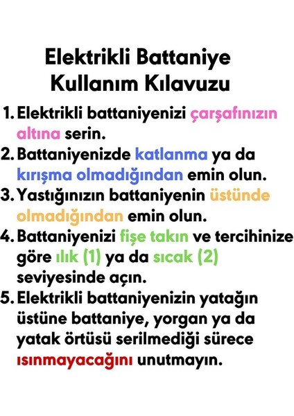 Ce Kalite Belgeli Çift Kişilik Elektrikli Battaniye 120X160 - Lila