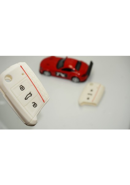 Volkswagen Polo Golf7 Tiguan Silikon Anahtar Beyaz Kılıf Seti