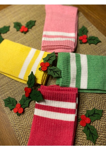 4lü Kadın Çorap Çember Desenli Renkli Kolej Çorap fiyatları