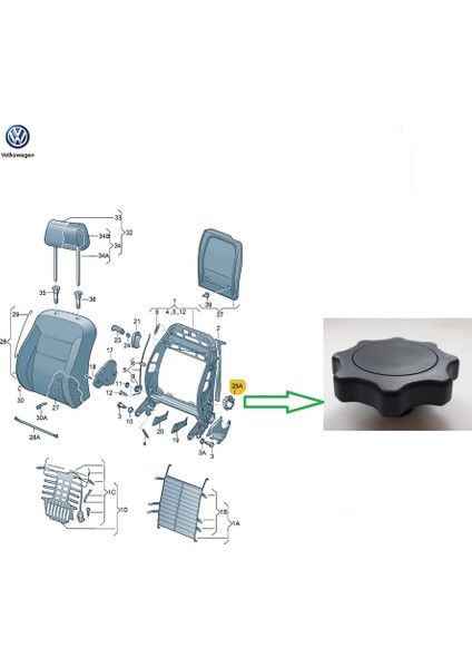 Pelit Otomotiv Octavıa Koltuk Ayar Kolu (Bel Şişirme) 1J0881671G Siyah