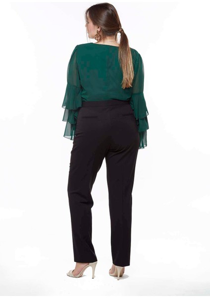 2555 Gizli Cep Modeline Sahip Büyük Beden Pantolon Siyah