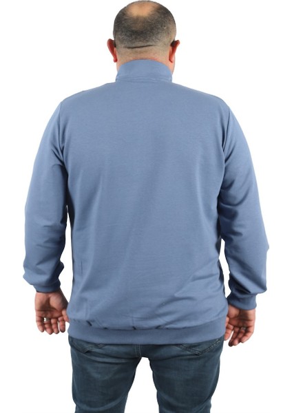 Mocgrande Büyük Beden Basic Mevsimlik Fermuarlı Sweatshirt 22750 Mavı modelleri