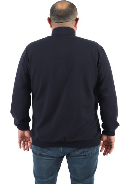 Mocgrande Büyük Beden Basic Mevsimlik Fermuarlı Sweatshirt 22750 Lacivert modelleri