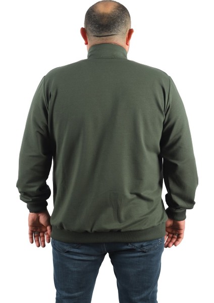 Mocgrande Büyük Beden Basic Mevsimlik Fermuarlı Sweatshirt 22750 Hakı modelleri