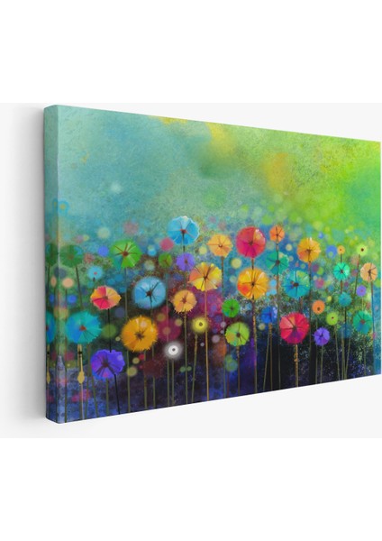 Soyut Çiçekler Suluboya Görünüm Dekoratif Kanvas Duvar Tablosu fiyatları