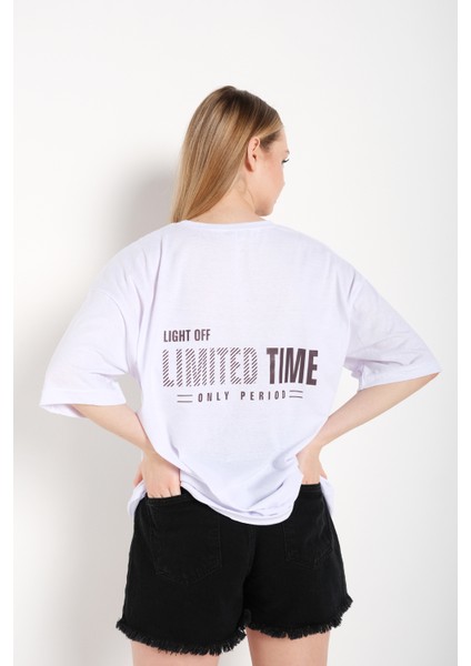 Kadın Limited Time Baskılı Oversize T-Shirt modelleri