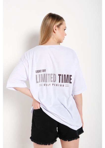 Kadın Limited Time Baskılı Oversize T-Shirt