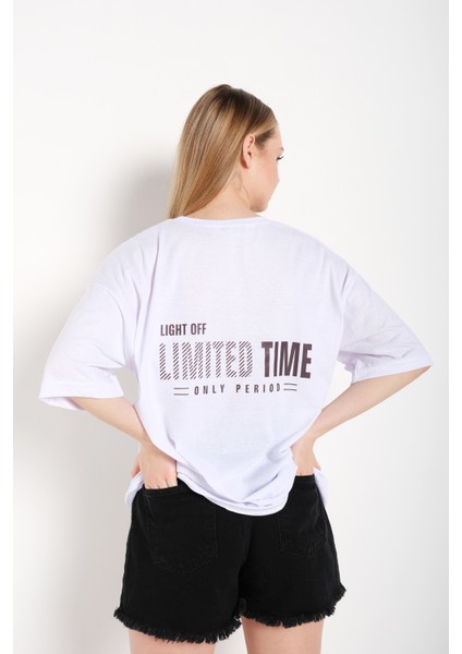 Kadın Limited Time Baskılı Oversize T-Shirt