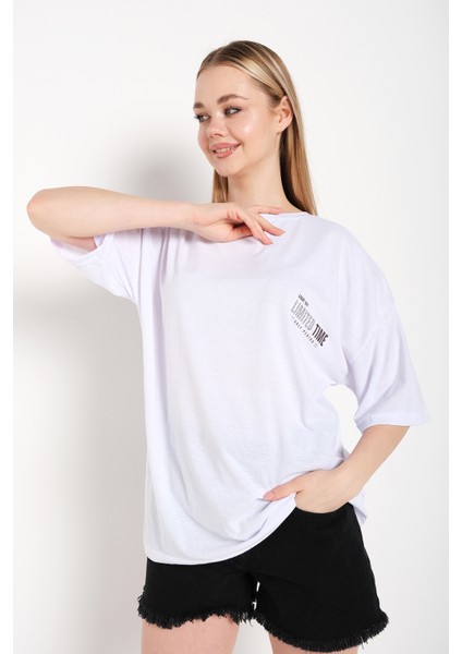 Kadın Limited Time Baskılı Oversize T-Shirt