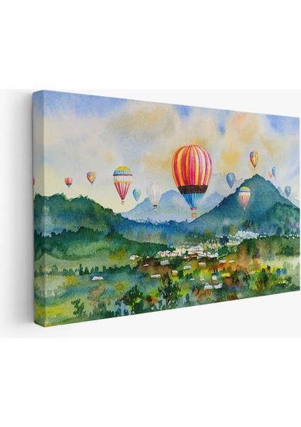 Kapadokya Hava Balonları Yağlıboya Görünüm Dekoratif Kanvas Duvar Tablosu fiyatları