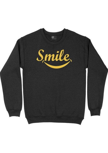 Smile Gülümse Siyah Sweatshirt