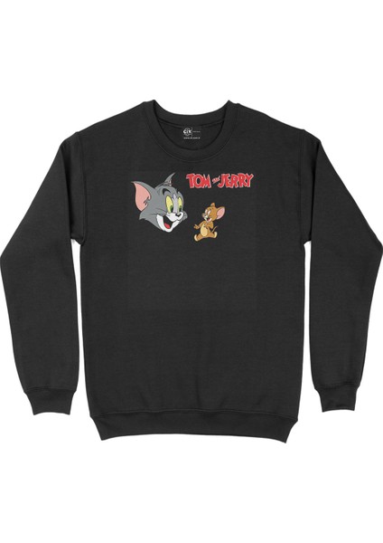 Tom ve Jerry Arkadaş Siyah Sweatshirt