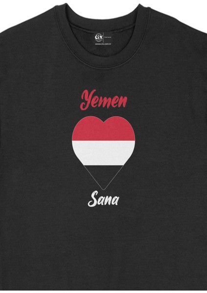Sana Yemen Bayraklı Kalpli Siyah Sweatshirt fiyatları