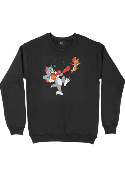 Tom And Jerry Siyah Sweatshirt