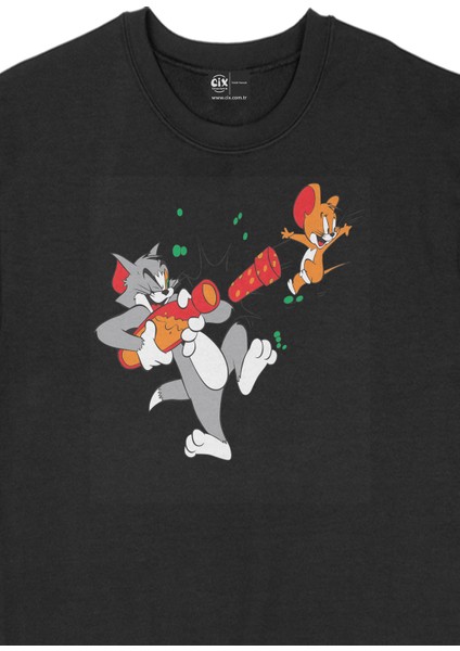Tom And Jerry Siyah Sweatshirt