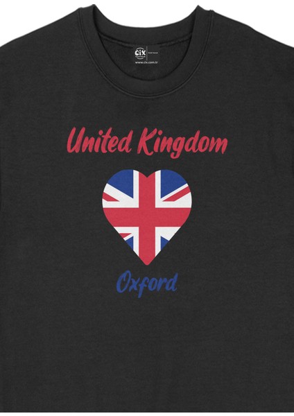 Oxford Ingiltere Bayraklı Kalpli Siyah Sweatshirt fiyatları