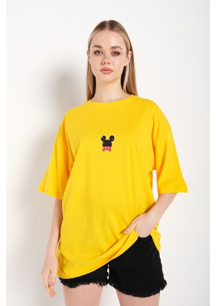 Kadın Sırt Baskılı Mickey Mouse T-Shirt