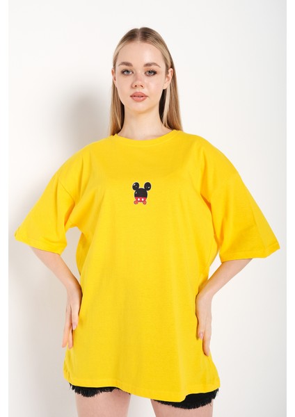 Kadın Sırt Baskılı Mickey Mouse T-Shirt