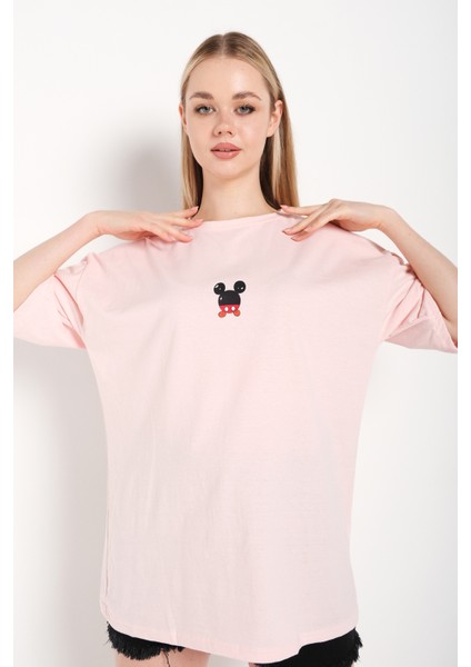 Kadın Sırt Baskılı Mickey Mouse T-Shirt