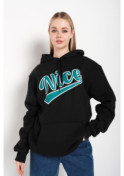 Kadın Oversize Nice Baskılı Sweatshirt