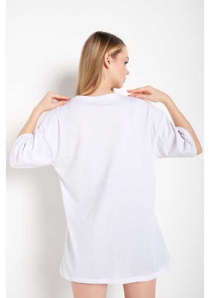 Kadın The Future Baskılı Oversize Tshirt indirimleri