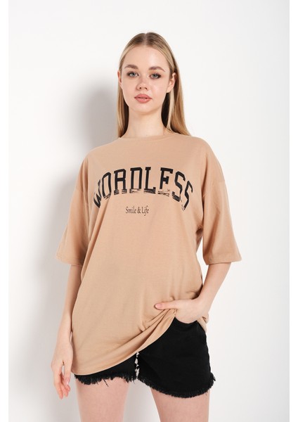 Kadın Oversize Wordless Baskılı T-Shirt