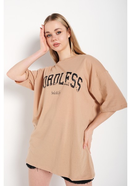 Kadın Oversize Wordless Baskılı T-Shirt modelleri