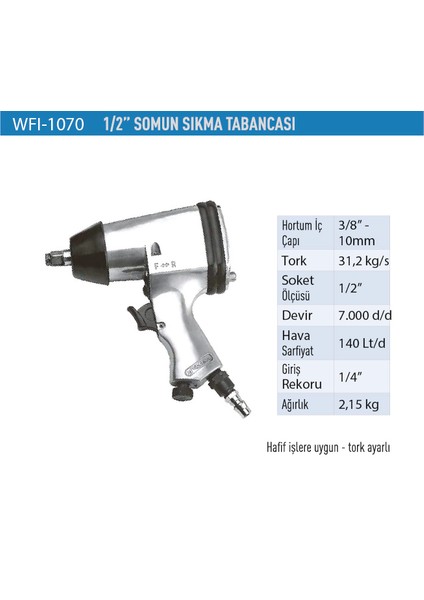 Havalı Somun Sıkma 1/2" 7000 D/d WFI1070