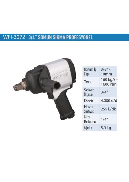 Havalı Somun Sıkma 3/4 4000 D/d Prof. WFI3072