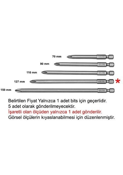 Ceta Form CB/1272 Yıldız Bits Uç PH2X127 mm (1 Adet)