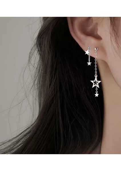 Yıldız Sallantılı Zincir Küpe