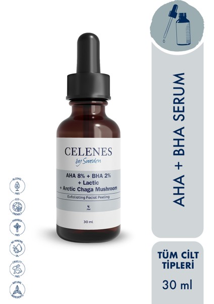 Celenes Aha + Bha + Lactıc + Arctıc Chaga Mushroom Serum 30 ML