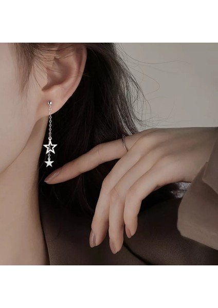 Yıldız Sallantılı Zincir Küpe modelleri