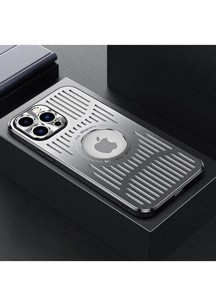 Apple Iphone 12 Pro 6.1 Inç Için Manyetik Telefon Kasası, Arka Içi Boş Isı Dağılımı Tpu + Metal Damla Geçirmez Arka Kapak (Yurt Dışından)