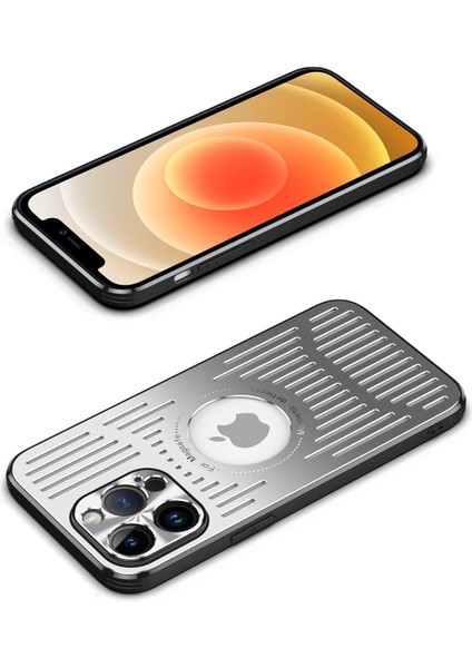 Apple Iphone 12 Pro 6.1 Inç Için Manyetik Telefon Kasası, Arka Içi Boş Isı Dağılımı Tpu + Metal Damla Geçirmez Arka Kapak (Yurt Dışından)
