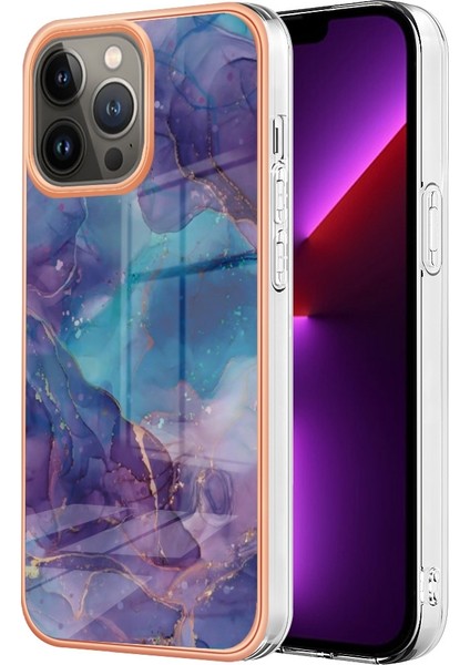 Apple Iphone 13 Pro 6.1 Inç Yb Imd Serisi-16 Stil E Mermer Desenli Telefon Kılıfı Elektraplama Çerçevesi Imd 2.0mm Tpu Çizik Geçirmez Koruyucu Kapak (Yurt Dışından)
