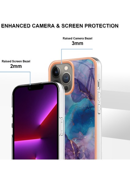 Apple Iphone 13 Pro 6.1 Inç Yb Imd Serisi-16 Stil E Mermer Desenli Telefon Kılıfı Elektraplama Çerçevesi Imd 2.0mm Tpu Çizik Geçirmez Koruyucu Kapak (Yurt Dışından)