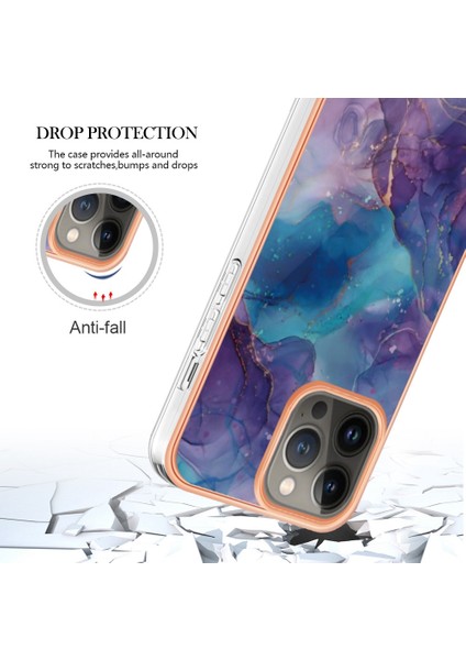 Apple Iphone 13 Pro 6.1 Inç Yb Imd Serisi-16 Stil E Mermer Desenli Telefon Kılıfı Elektraplama Çerçevesi Imd 2.0mm Tpu Çizik Geçirmez Koruyucu Kapak (Yurt Dışından)