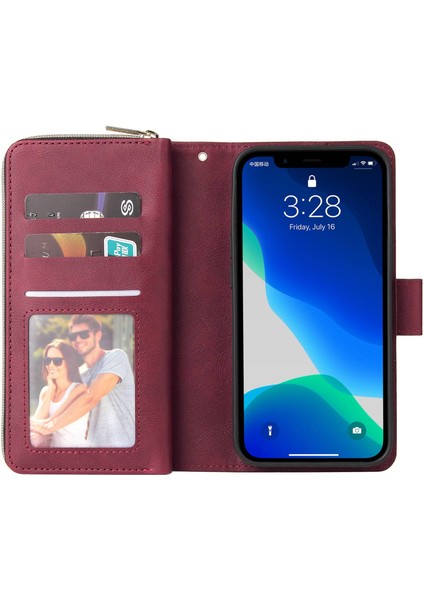 Apple Iphone 13 Pro Max Için 6.7 Inç Flip Stand Cüzdan Telefon Kılıfı Pu Dergi Manyetik 9 Kart Tutucu Yuvaları Zipper Cep Kapağı Kayışlı (Yurt Dışından) fiyatları