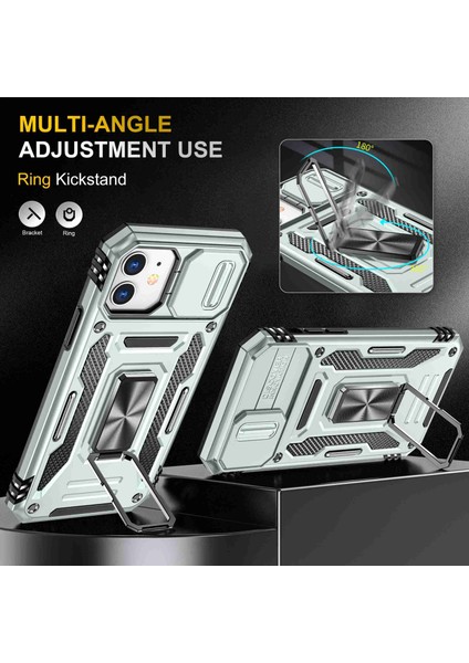 Apple Iphone 11 Için Zırh Serisi 6.1 Inç Önleme Önleyici Telefon Kılıf Kickstand Pc + Tpu Koruyucu Arka Kapak Slayt Kamera Kapağı (Yurt Dışından) fırsatları
