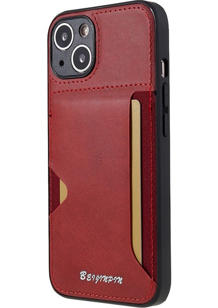 Apple Iphone 13 Mini 5.4 Inç Anti Tütlü Kart Yuvası Telefon Kılıfı Pu Deri+Tpu+Pc Hassas Kesim Tasarım Koruyucu Kapak (Yurt Dışından)