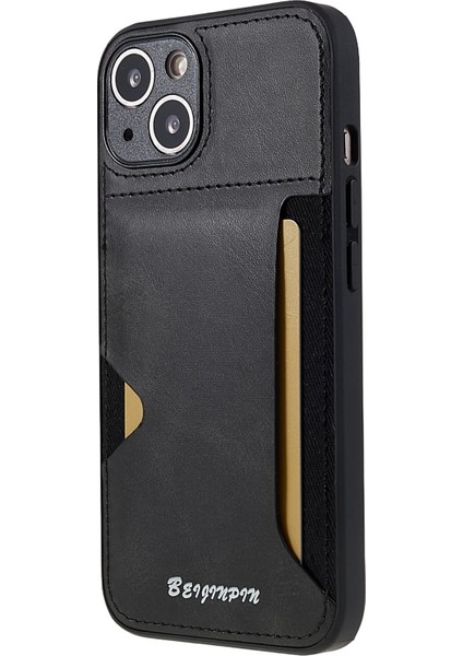 Apple Iphone 13 Mini 5.4 Inç Anti Tütlü Kart Yuvası Telefon Kılıfı Pu Deri+Tpu+Pc Hassas Kesim Tasarım Koruyucu Kapak (Yurt Dışından)