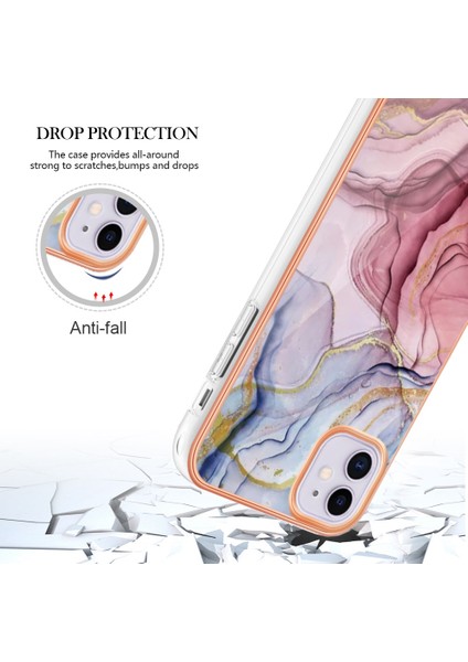 Apple Iphone 11 6.1 Inç Yb Imd Serisi-16 Stil E Mermer Desen Kılıfı 2.0mm Tpu Elektroklokasyon Imd Anti-Çizelge Telefon Kapağı Desteği Kablosuz Şarj (Yurt Dışından)